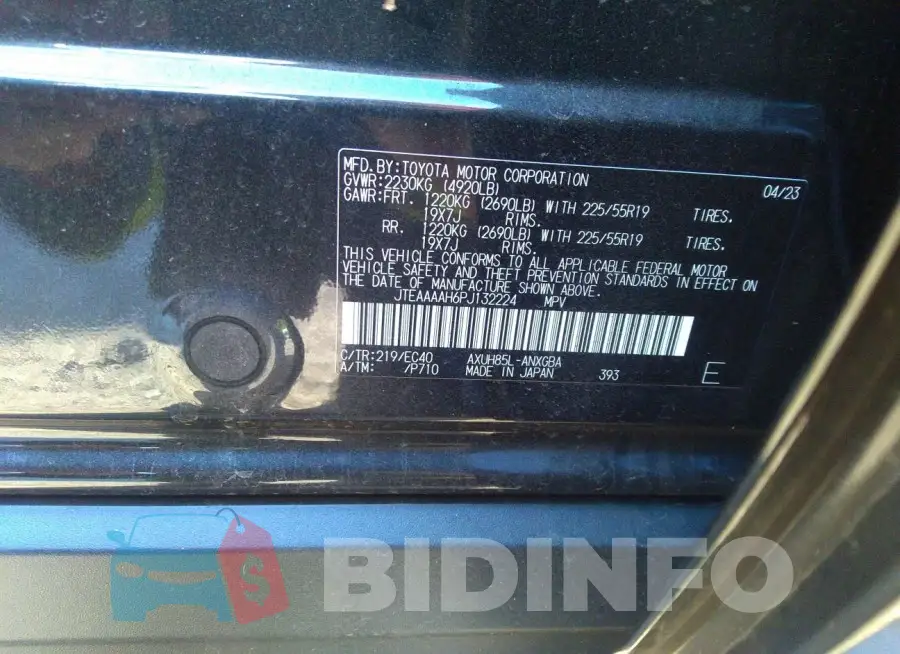 JTEAAAAH6PJ132224 Photo# 9