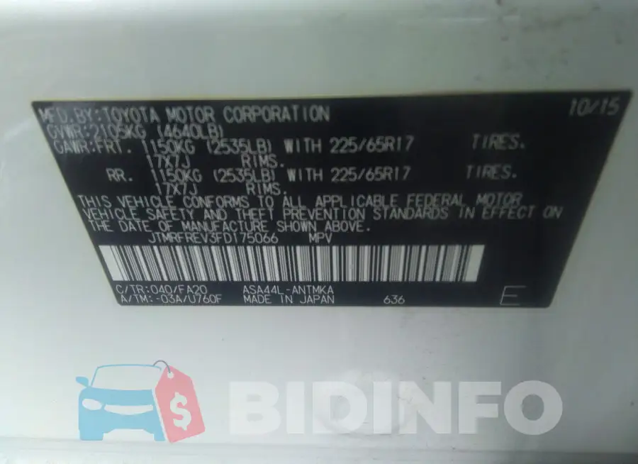JTMRFREV3FD175066 Photo# 9