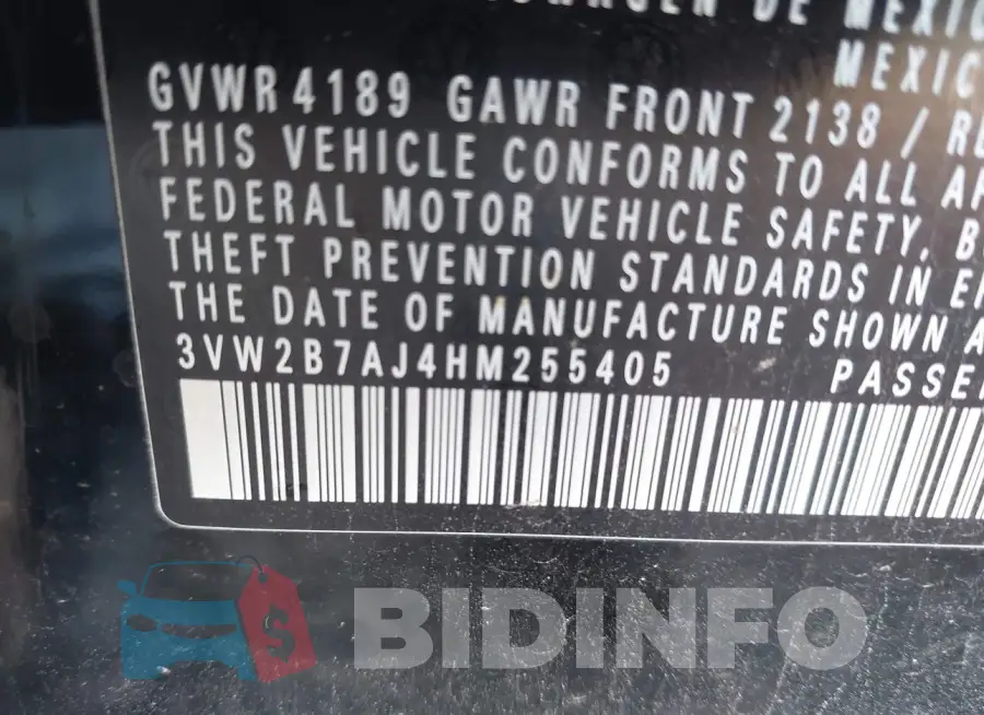 3VW2B7AJ4HM255405 Photo# 9