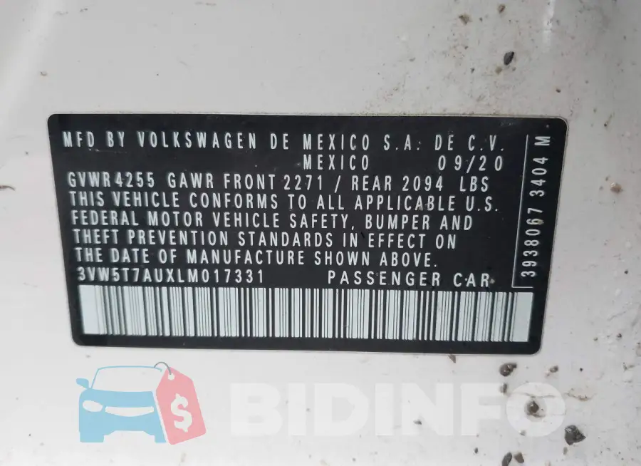 3VW5T7AUXLM017331 Photo# 9