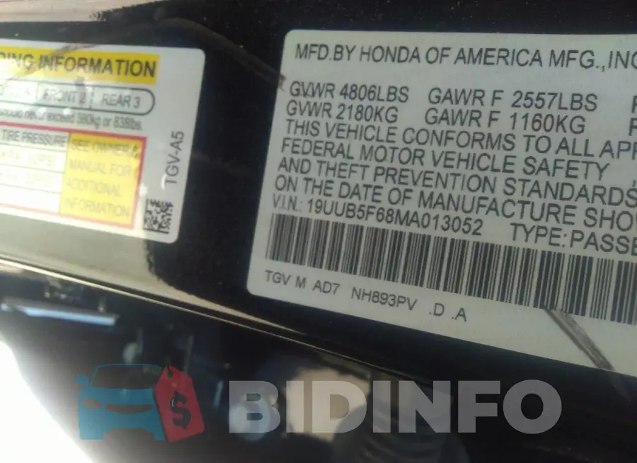 19UUB5F68MA013052 Photo# 9