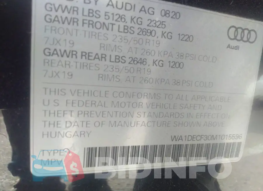WA1DECF30M1015596 Photo# 9