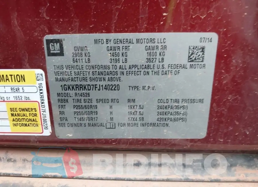 1GKKRRKD7FJ140220 Photo# 9
