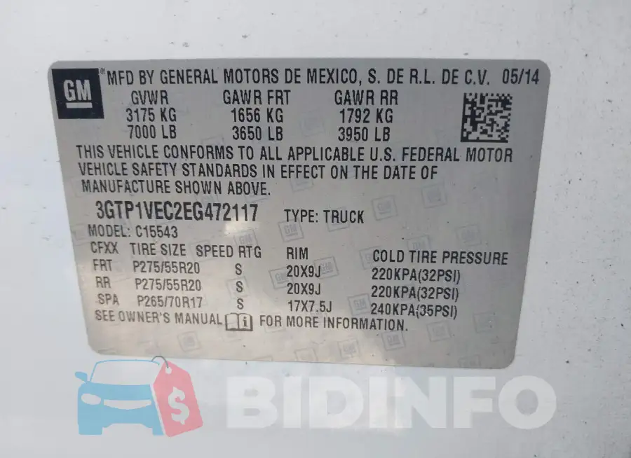 3GTP1VEC2EG472117 Photo# 9