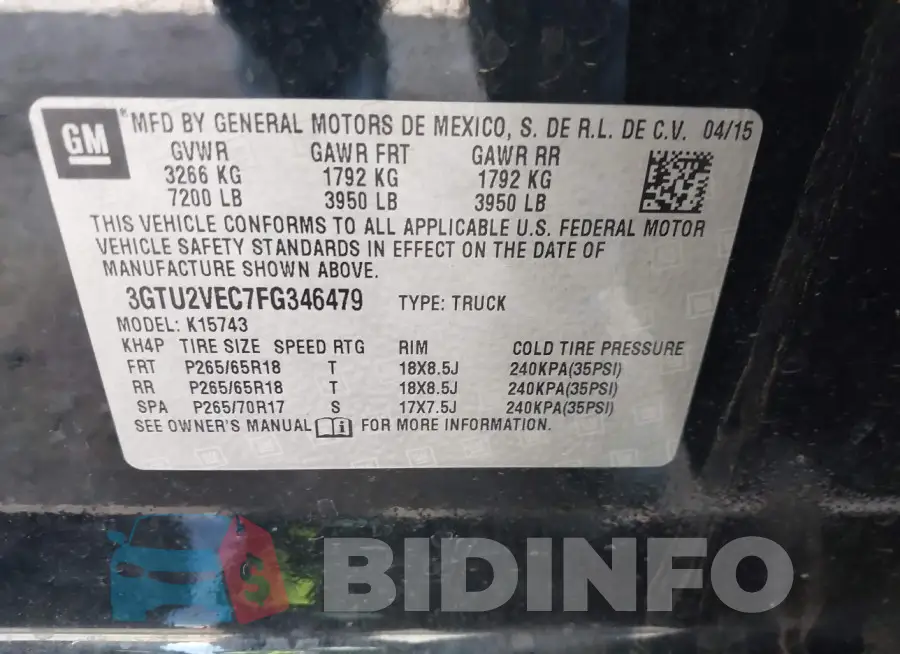 3GTU2VEC7FG346479 Photo# 9