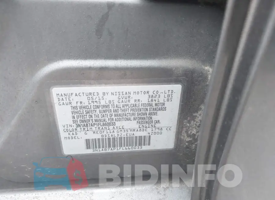 3N1AB7AP1FL660033 Photo# 9