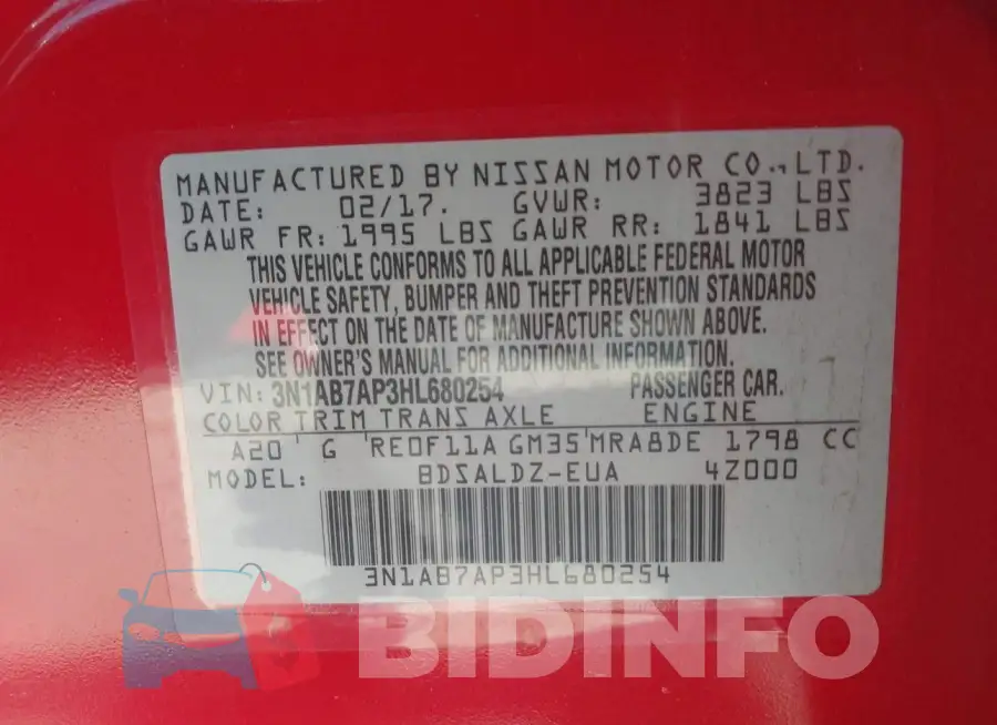 3N1AB7AP3HL680254 Photo# 9