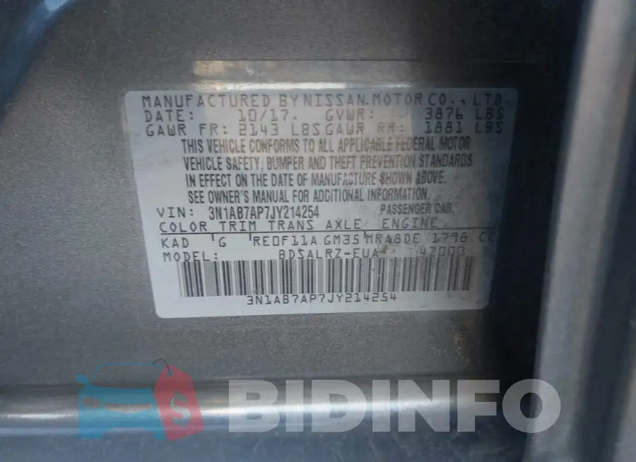 3N1AB7AP7JY214254 Photo# 9