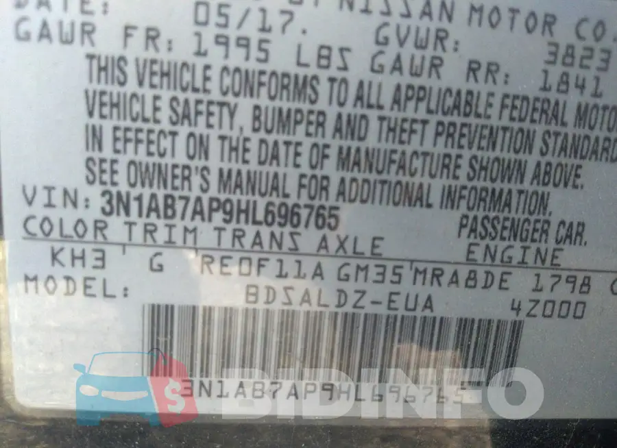 3N1AB7AP9HL696765 Photo# 9