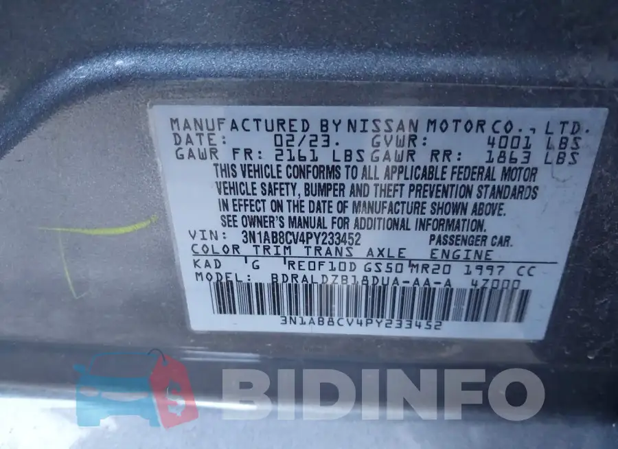 3N1AB8CV4PY233452 Photo# 9