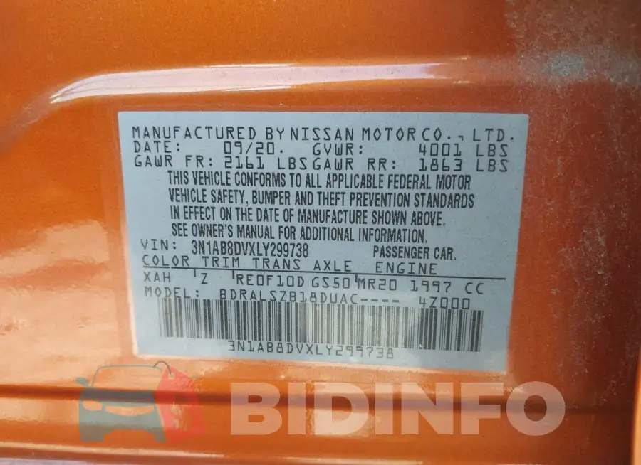 3N1AB8DVXLY299738 Photo# 9