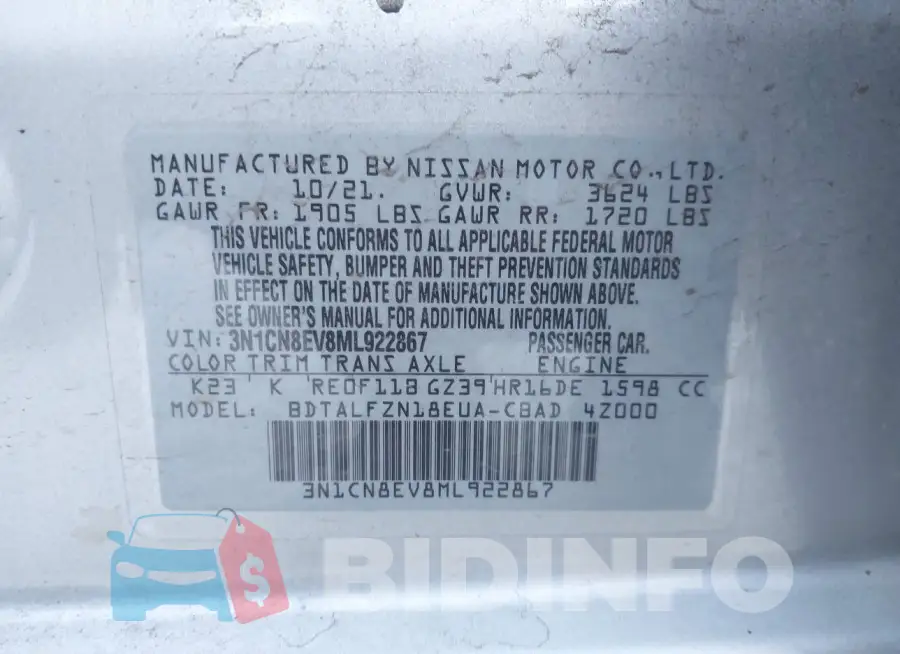 3N1CN8EV8ML922867 Photo# 9