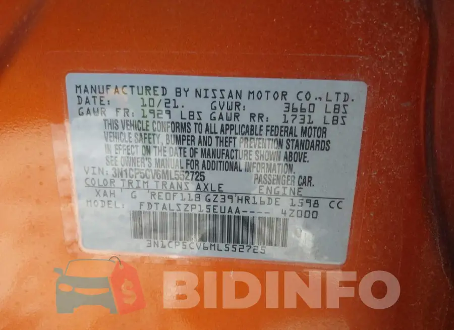 3N1CP5CV6ML552725 Photo# 9