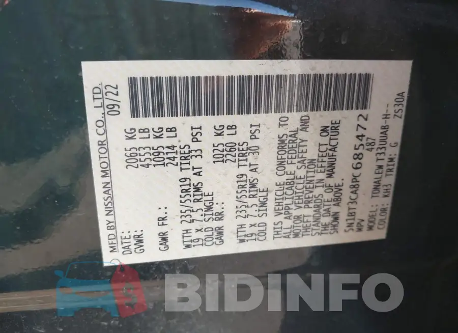 5N1BT3CA8PC685472 Photo# 9