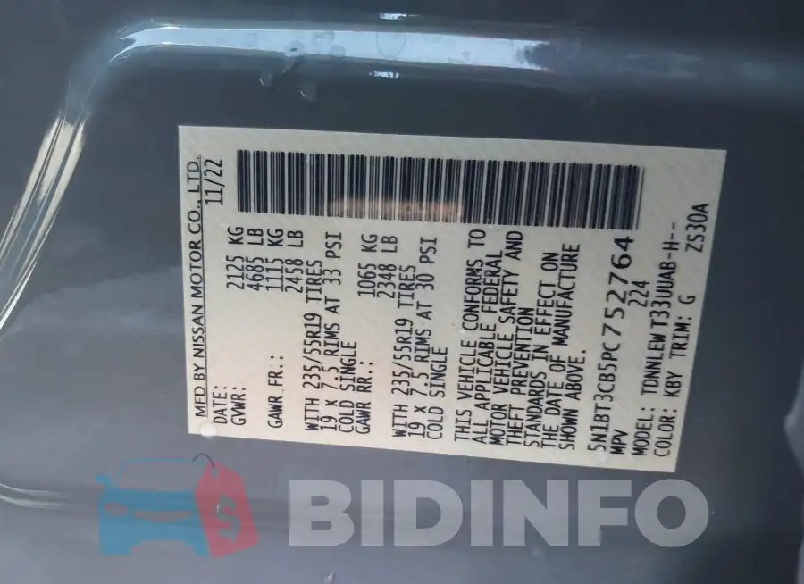 5N1BT3CB5PC752764 Photo# 9