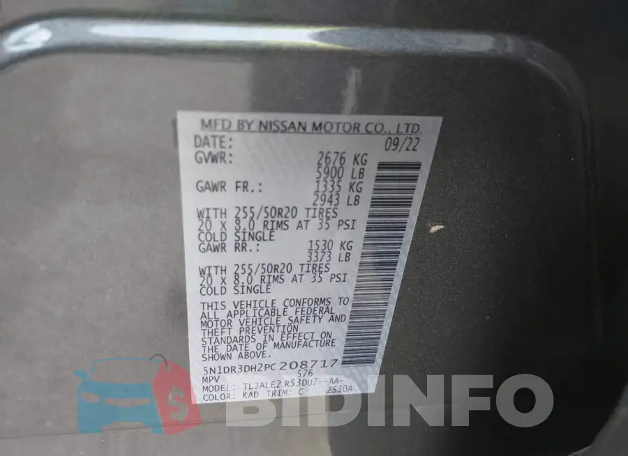 5N1DR3DH2PC208717 Photo# 9
