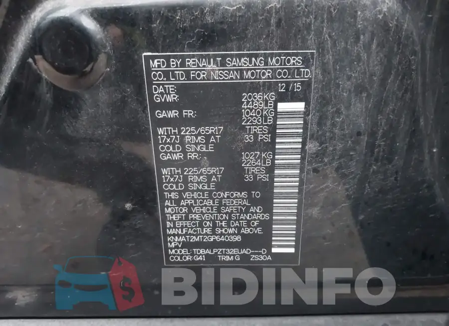KNMAT2MT2GP640398 Photo# 9