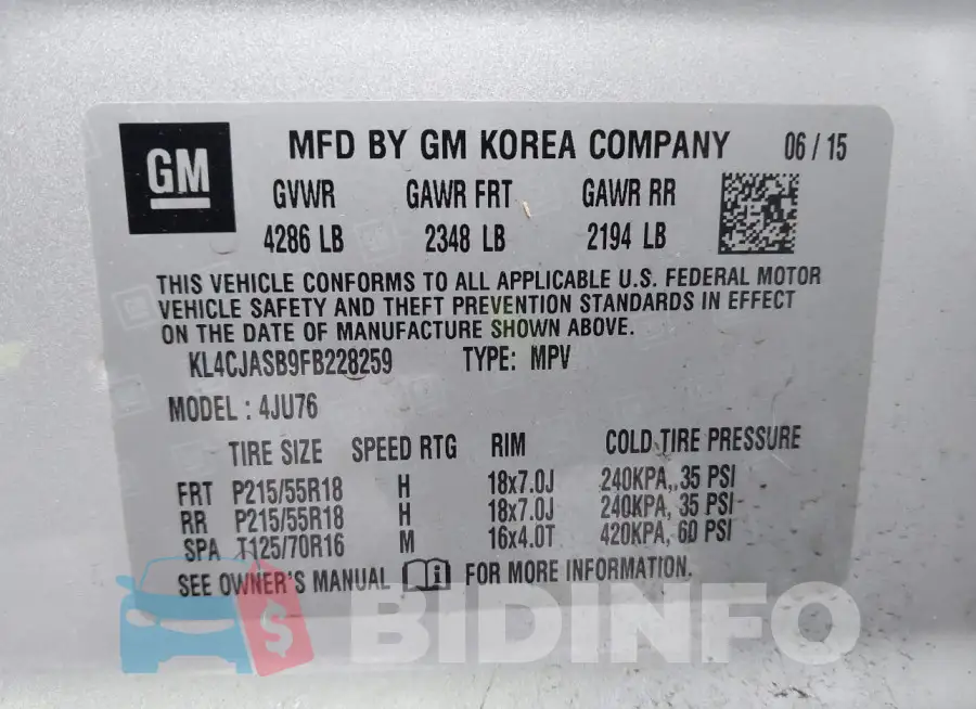 KL4CJASB9FB228259 Photo# 9