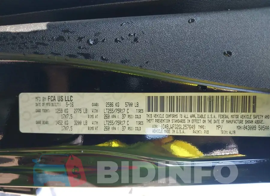 1C4BJWFG2GL257649 Photo# 9