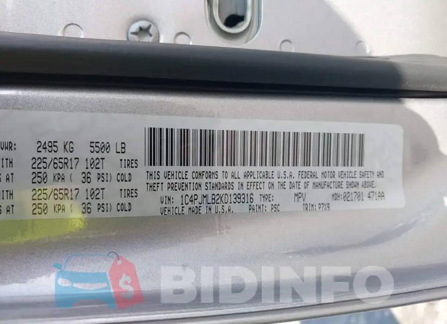 1C4PJMLB2KD139316 Photo# 9