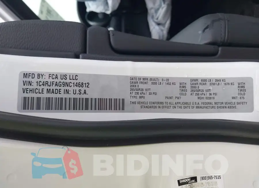 1C4RJFAG9NC146812 Photo# 9