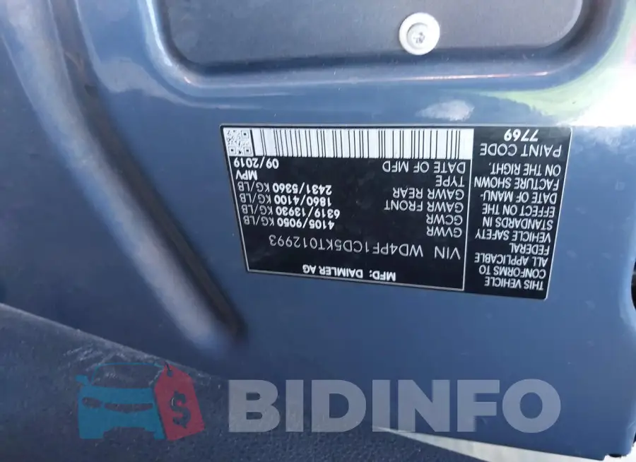 WD4PF1CD5KT012993 Photo# 9