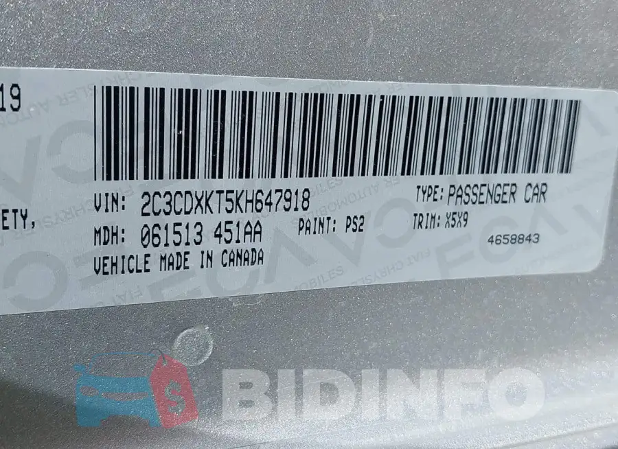2C3CDXKT5KH647918 Photo# 9