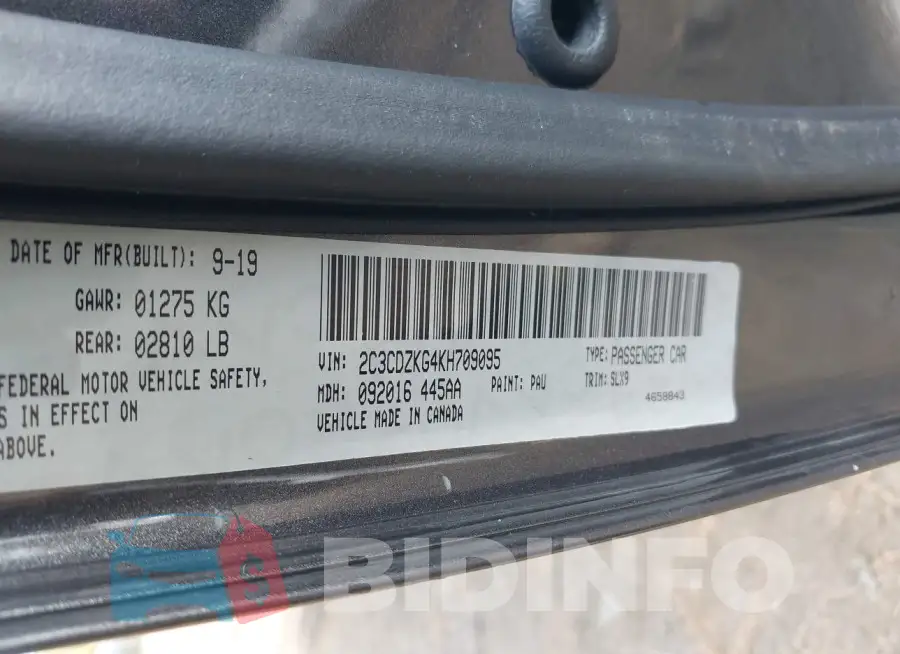 2C3CDZKG4KH709095 Photo# 9