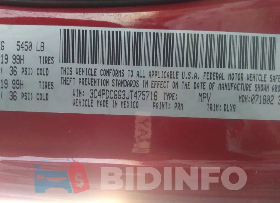 3C4PDCGG3JT475718 Photo# 9