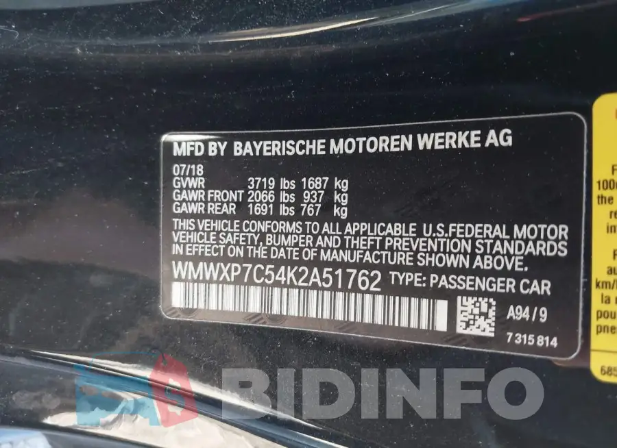 WMWXP7C54K2A51762 Photo# 9