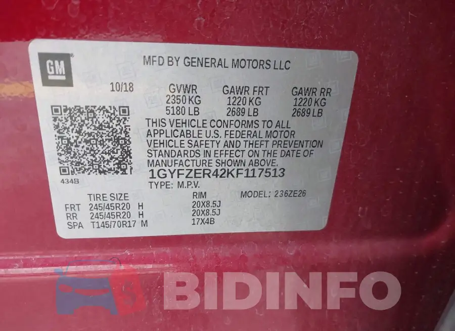 1GYFZER42KF117513 Photo# 9