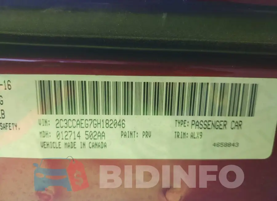 2C3CCAEG7GH182046 Photo# 9