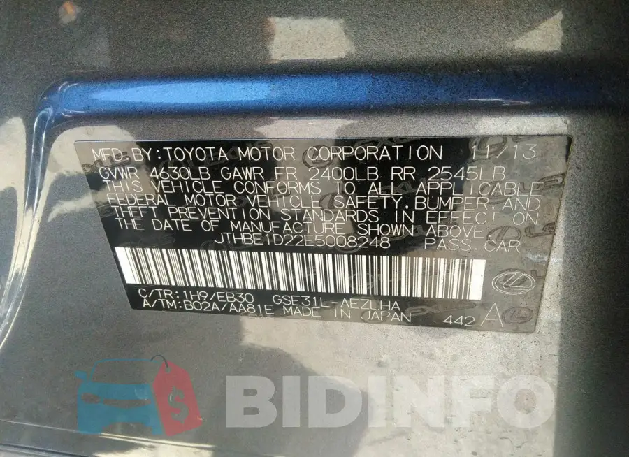 JTHBE1D22E5008248 Photo# 9