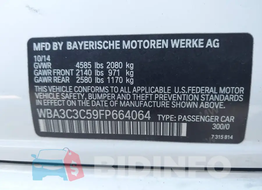 WBA3C3C59FP664064 Photo# 9