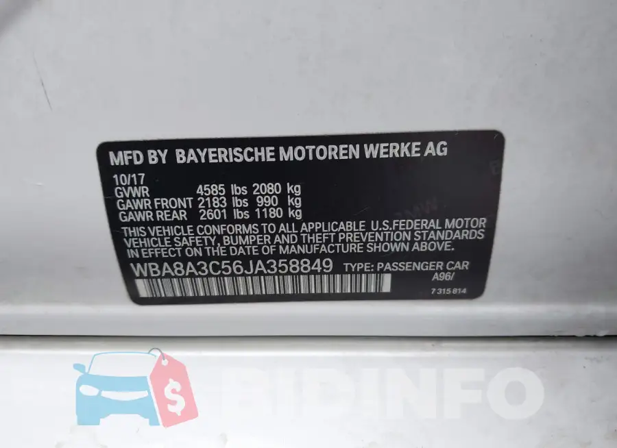WBA8A3C56JA358849 Photo# 9