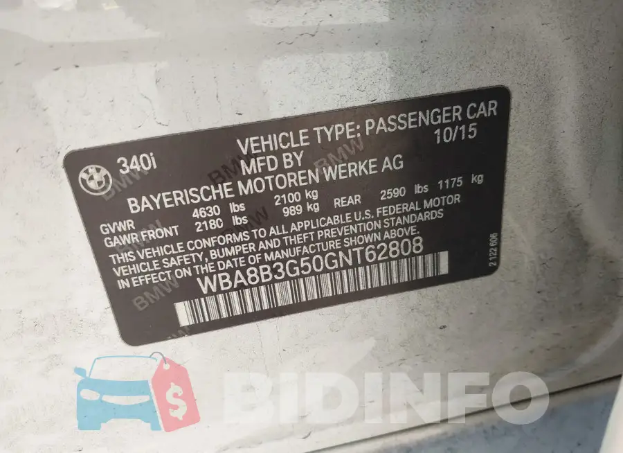 WBA8B3G50GNT62808 Photo# 9