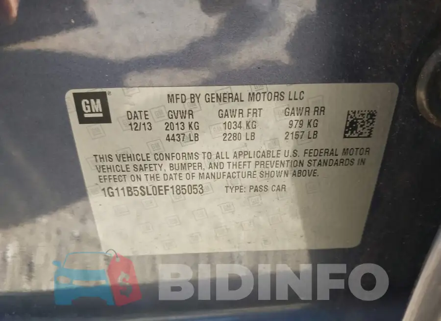 1G11B5SL0EF185053 Photo# 9