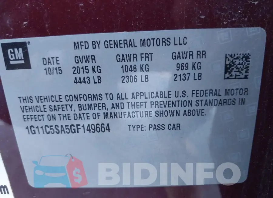 1G11C5SA5GF149664 Photo# 9