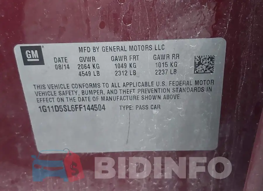 1G11D5SL6FF144504 Photo# 9