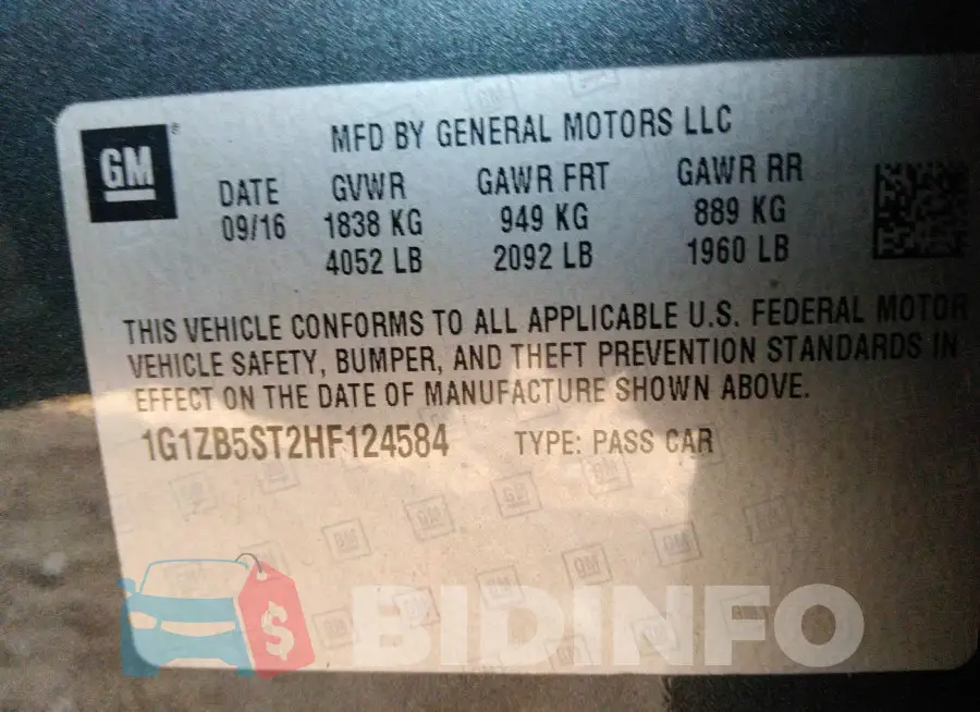 1G1ZB5ST2HF124584 Photo# 9