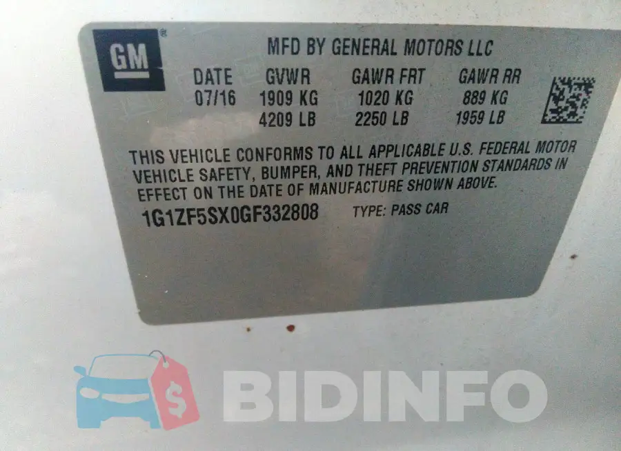 1G1ZF5SX0GF332808 Photo# 9