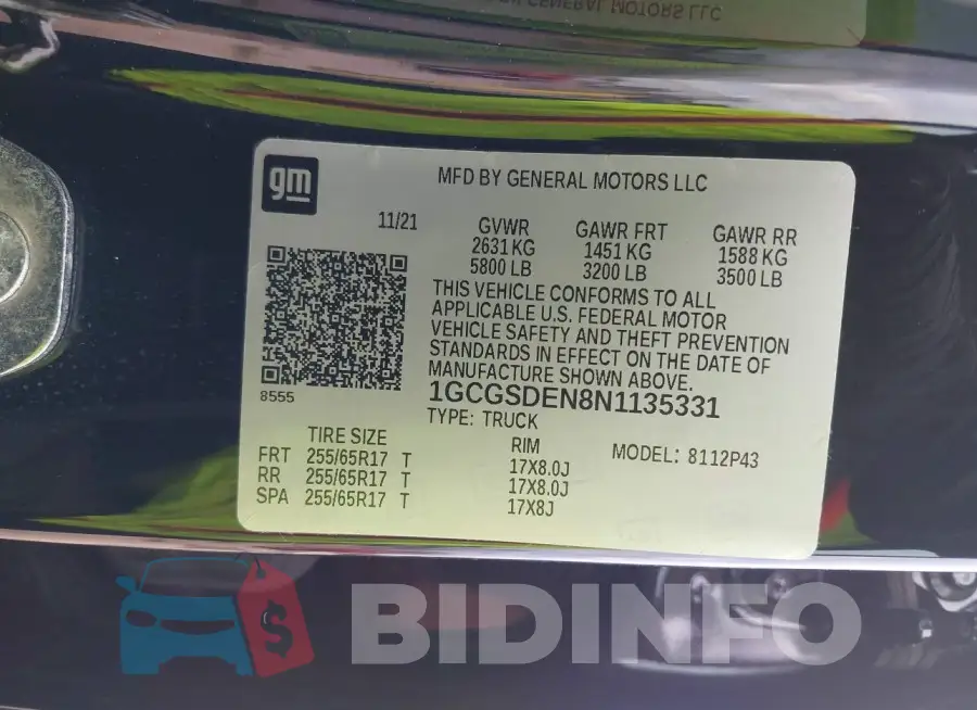 1GCGSDEN8N1135331 Photo# 9