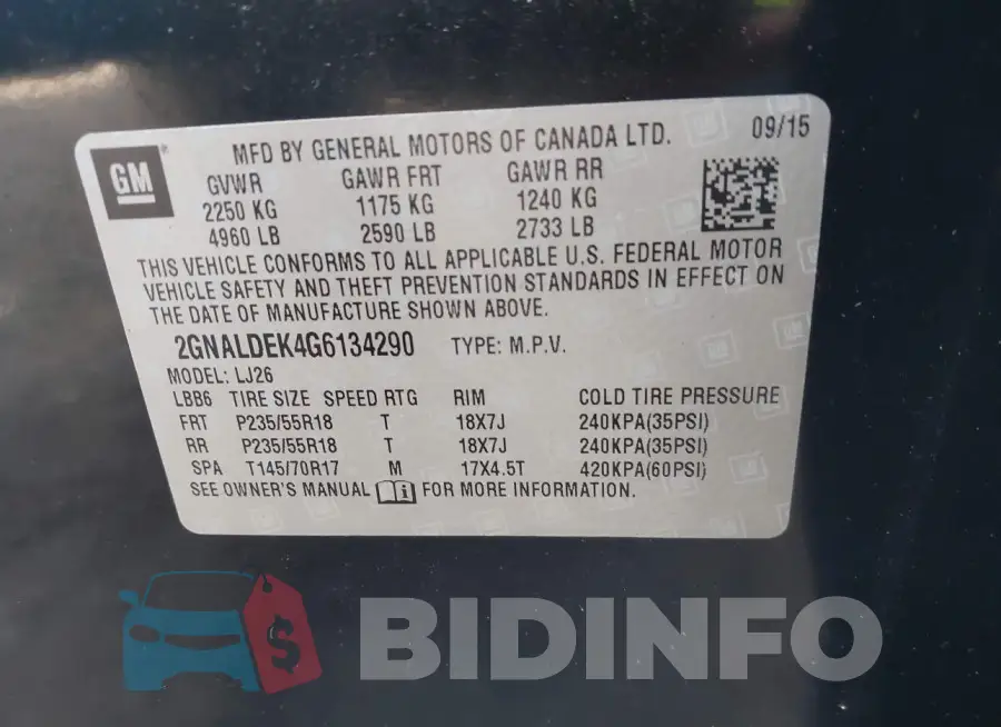 2GNALDEK4G6134290 Photo# 9