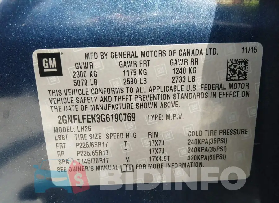 2GNFLFEK3G6190769 Photo# 9