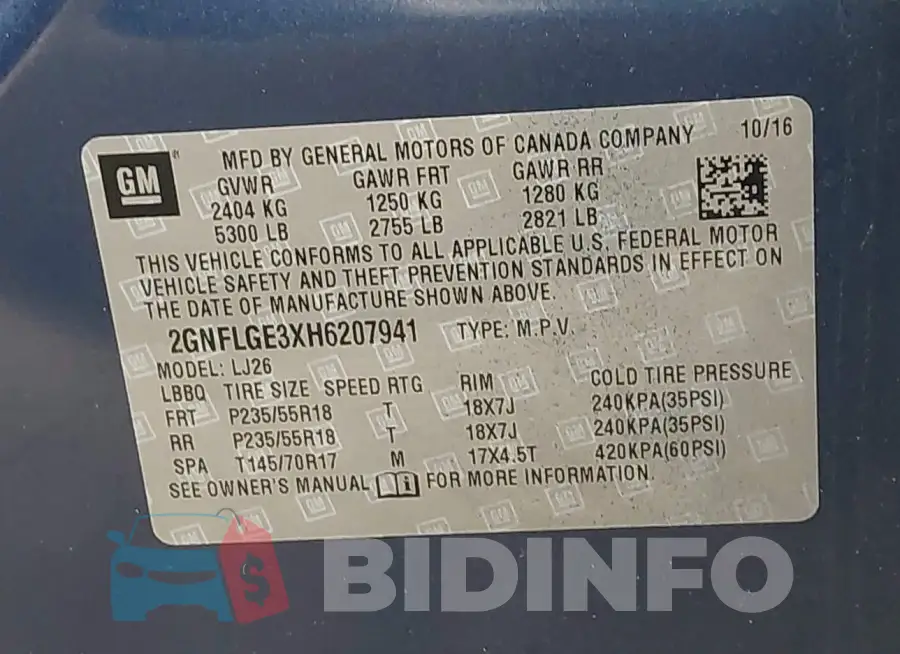 2GNFLGE3XH6207941 Photo# 9
