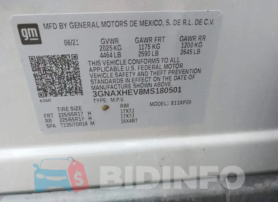 3GNAXHEV8MS180501 Photo# 9