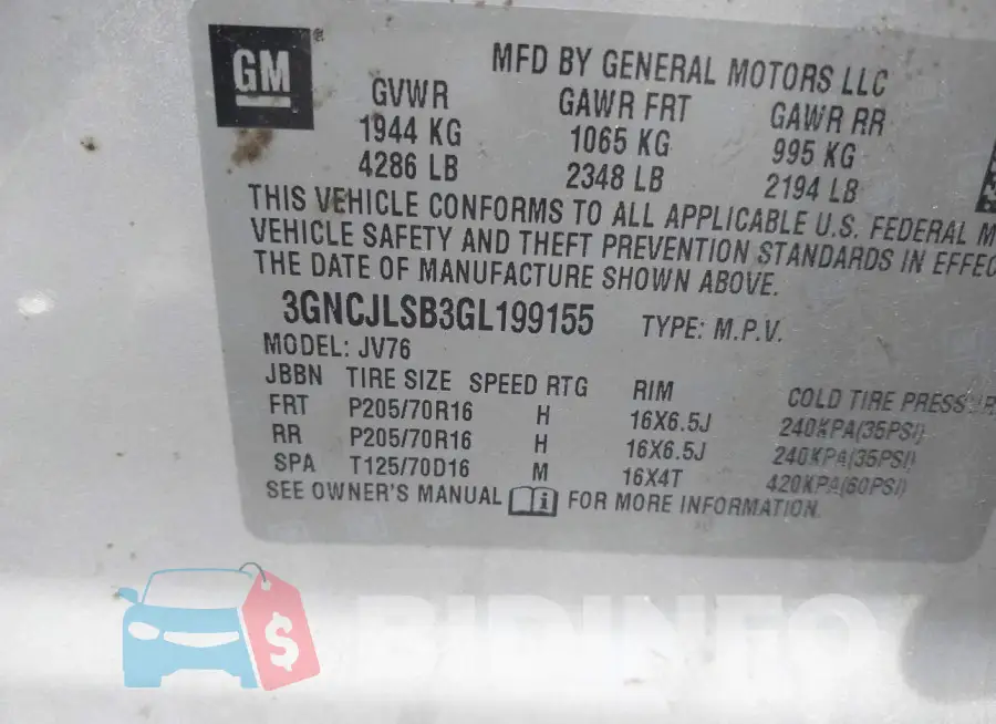 3GNCJLSB3GL199155 Photo# 9