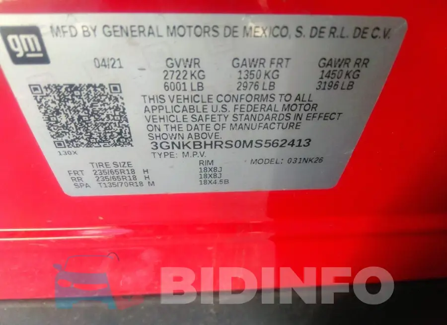 3GNKBHRS0MS562413 Photo# 9
