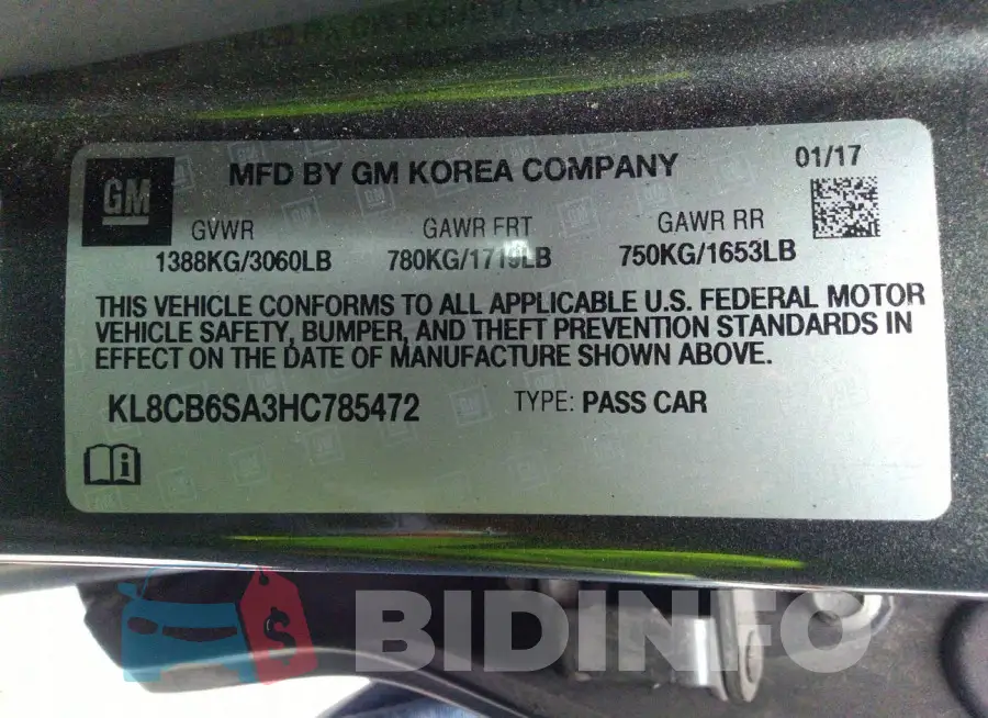 KL8CB6SA3HC785472 Photo# 9