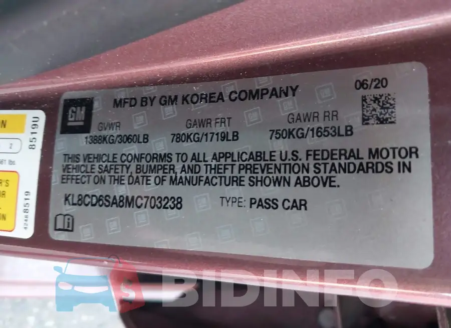 KL8CD6SA8MC703238 Photo# 9